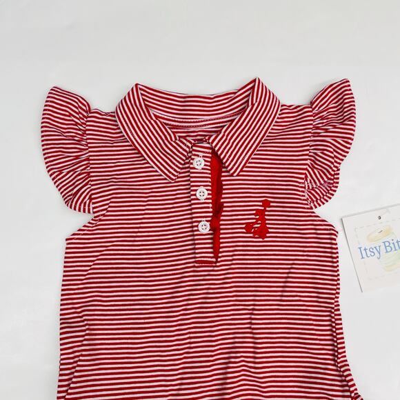 NWT Itsy Bitsy Size 8 Red Stripe Game Day Polo Dress - Picture 3 of 3